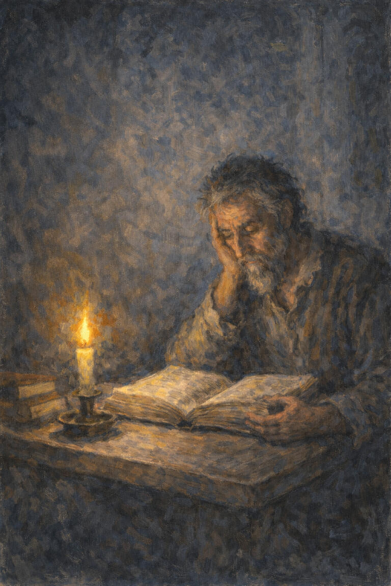 Don Quixote reading the great romances